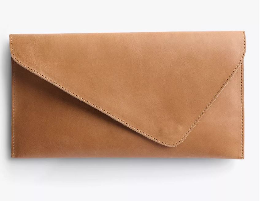 Luisa Leather Clutch Almond
